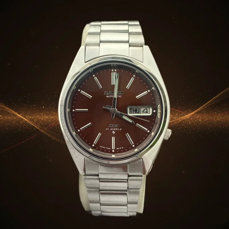 Vintage Seiko DX Automatic Brown Coffee Sunburst Dial7009 Movement