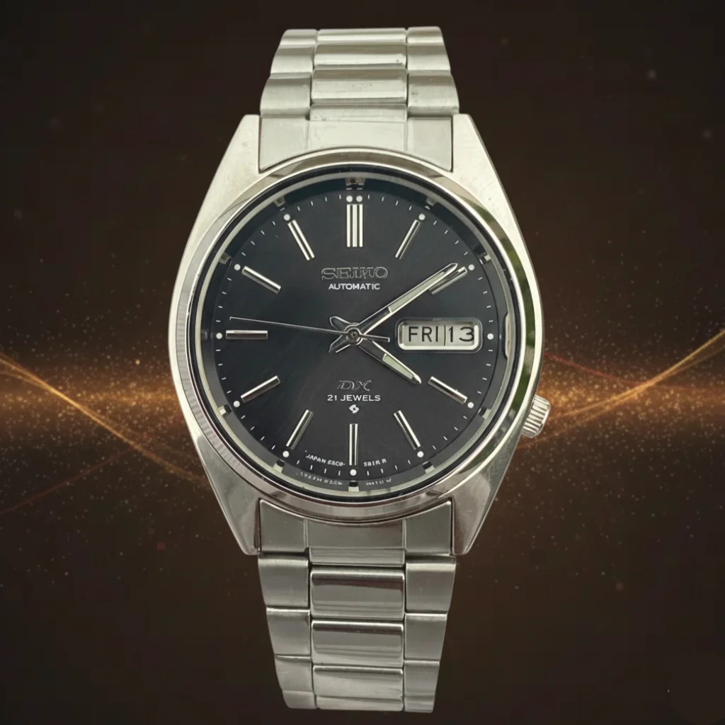 Vintage Seiko DX Automatic Classic Black Sunburst Dial 21 Jewels 6106 Movement Vintage Seiko DX Automatic Classic Black Sunburst Dial 21 Jewels 6106 Movement