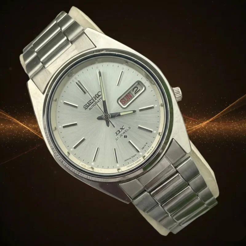 Vintage Seiko DX Automatic Crisp White Sunburst Dial