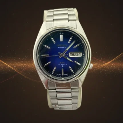 Vintage Seiko DX Automatic Electric Blue Sunburst Dial 21 Jewels 7009 Movement