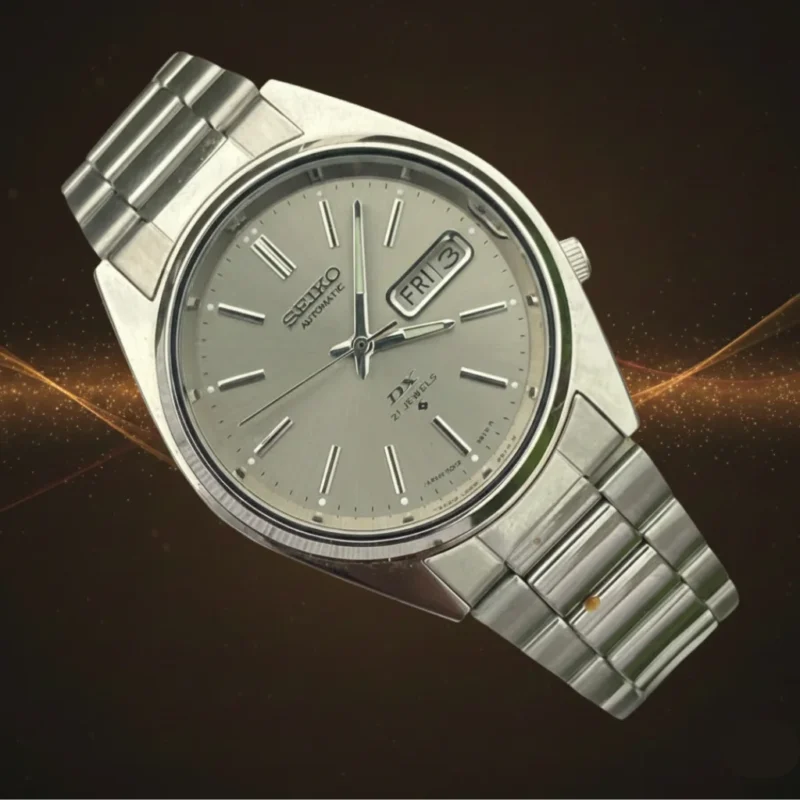 Vintage Seiko DX Automatic Sleek Silver Sunburst Dial