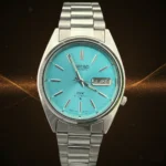 Vintage Seiko DX Automatic Stunning Teal Blue Sunburst Dial 21 Jewels 7009 Movement