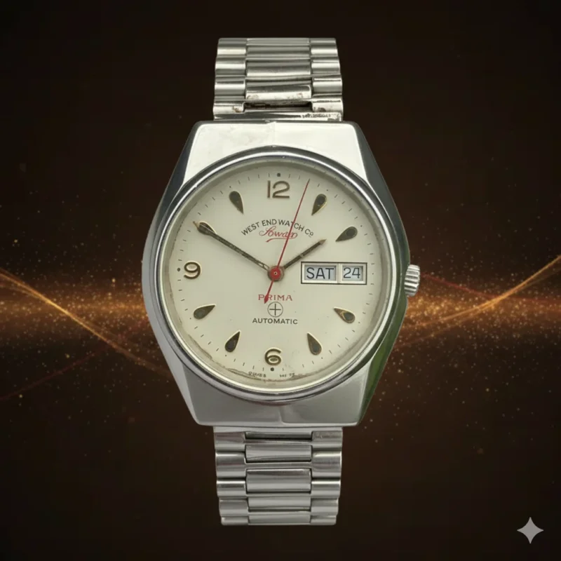 #Vintage West End Watch Co. Sowar Prima Automatic Rare White Dial 36mm